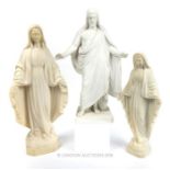 Three reconstituted marble religious figures