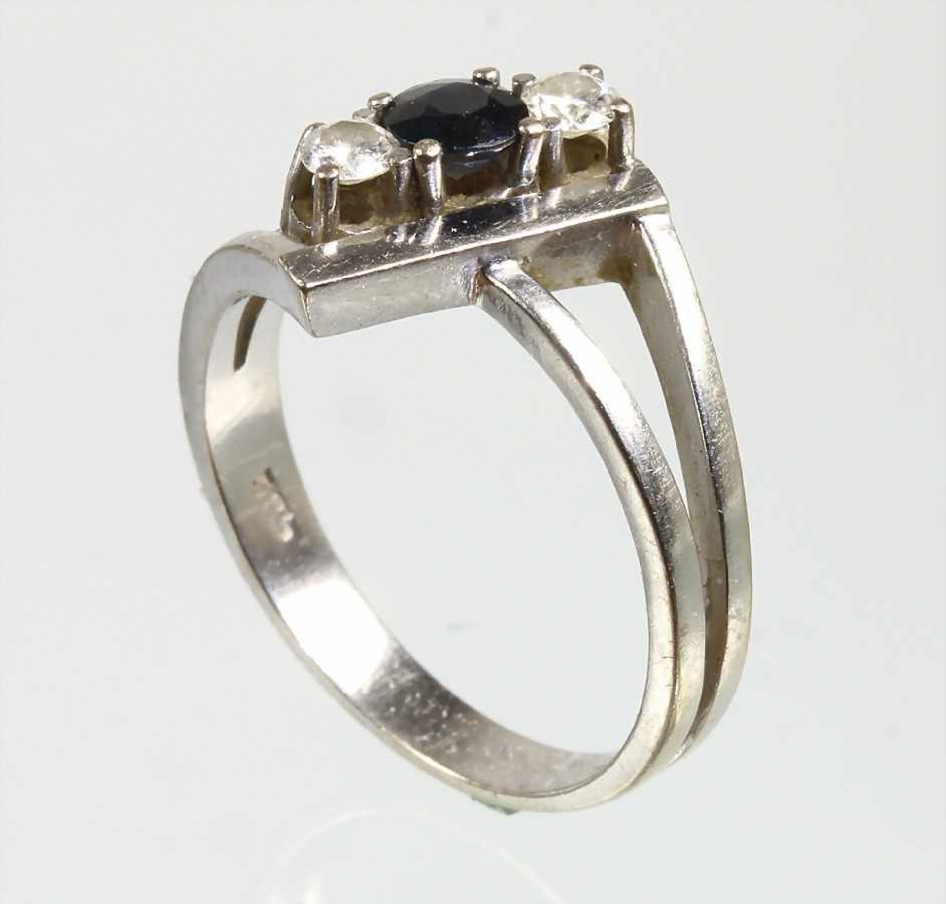 Ring, VINTAGE aus den 1970er Jahren, WG 585/000, 1 zentraler Saphir ca. 0,60 ct (facettiert), 2 - Bild 2 aus 2