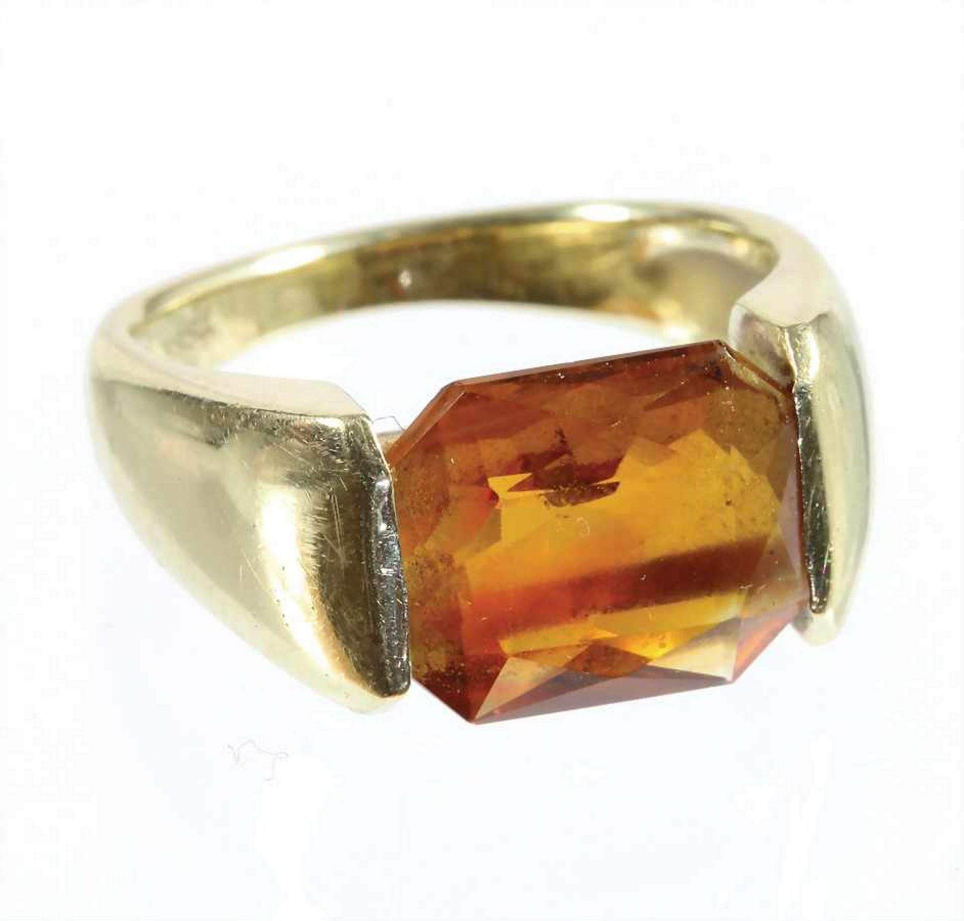 Ring, GG 585/000, Citrin im 8-eck Schliff ca. 5,0 ct, RW ca. 57