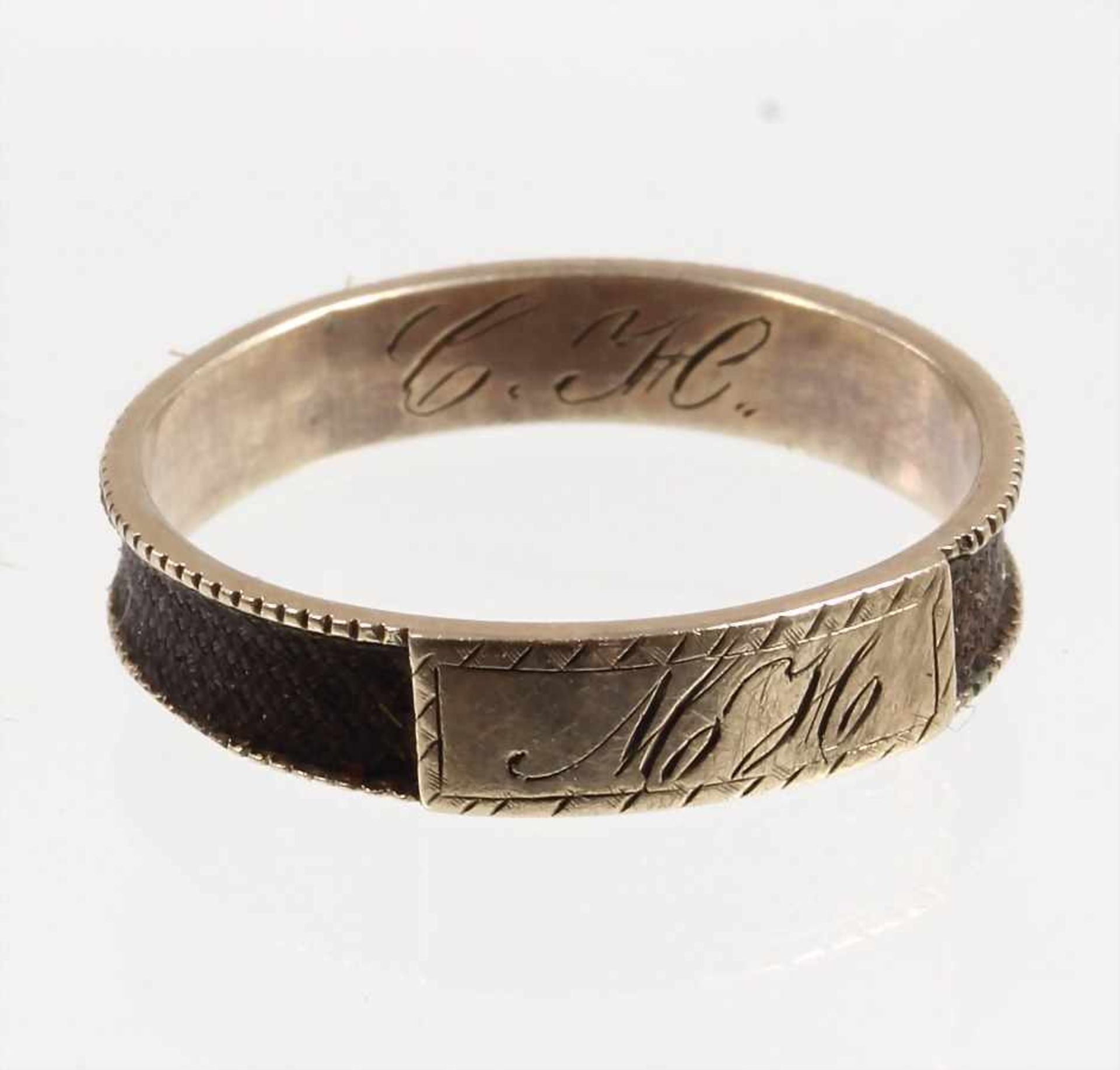 Ring, England um 1870/80, GG 15 ct, feines Haargeflecht, RW ca. 57