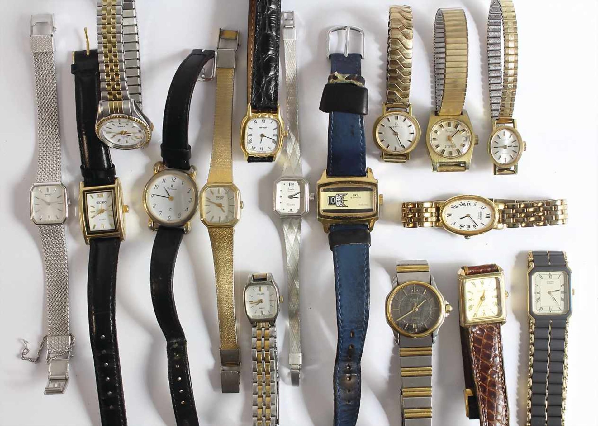 Lot: 16 Damen-Armbanduhren, u. a. Certina, Seiko, Tissot, Timex, Pulsar und andere, ungeprüft !