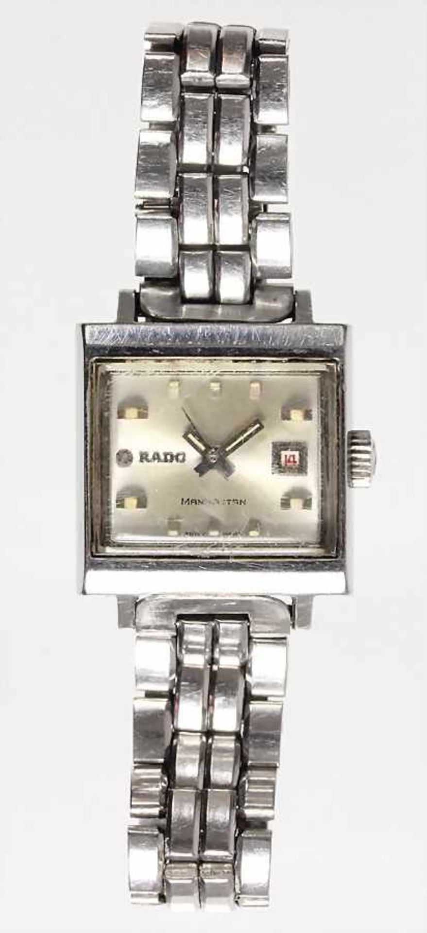 Damen-Armbanduhr VINTAGE, "RADO-MANHATTEN", Schweiz 1970er Jahre, Automatik, Stahl, Dat. Fenster auf