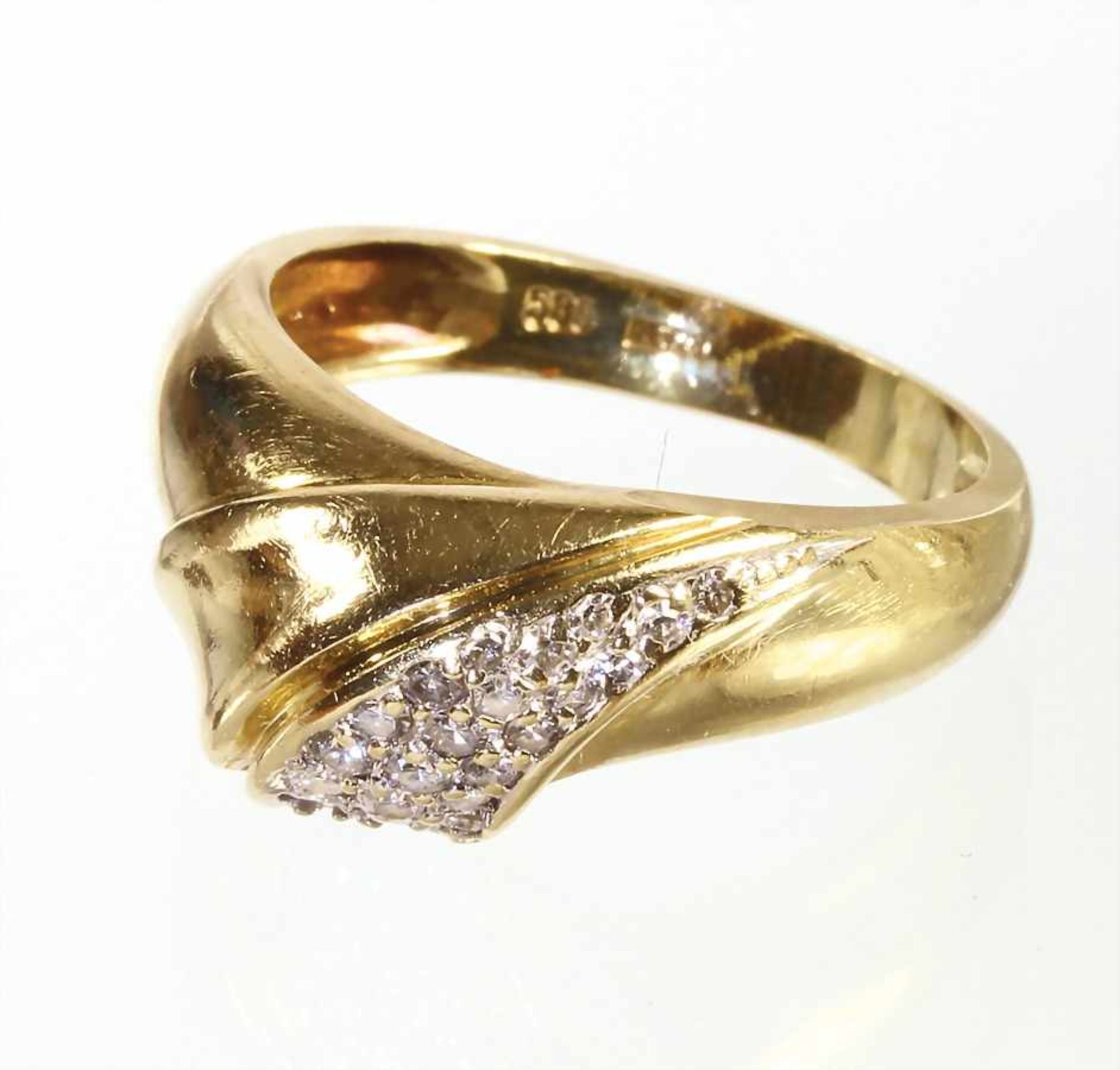 Ring, GG 585/000, 21 Brillanten/Diamanten weiß (Steine weiß gefasst), RW ca. 57