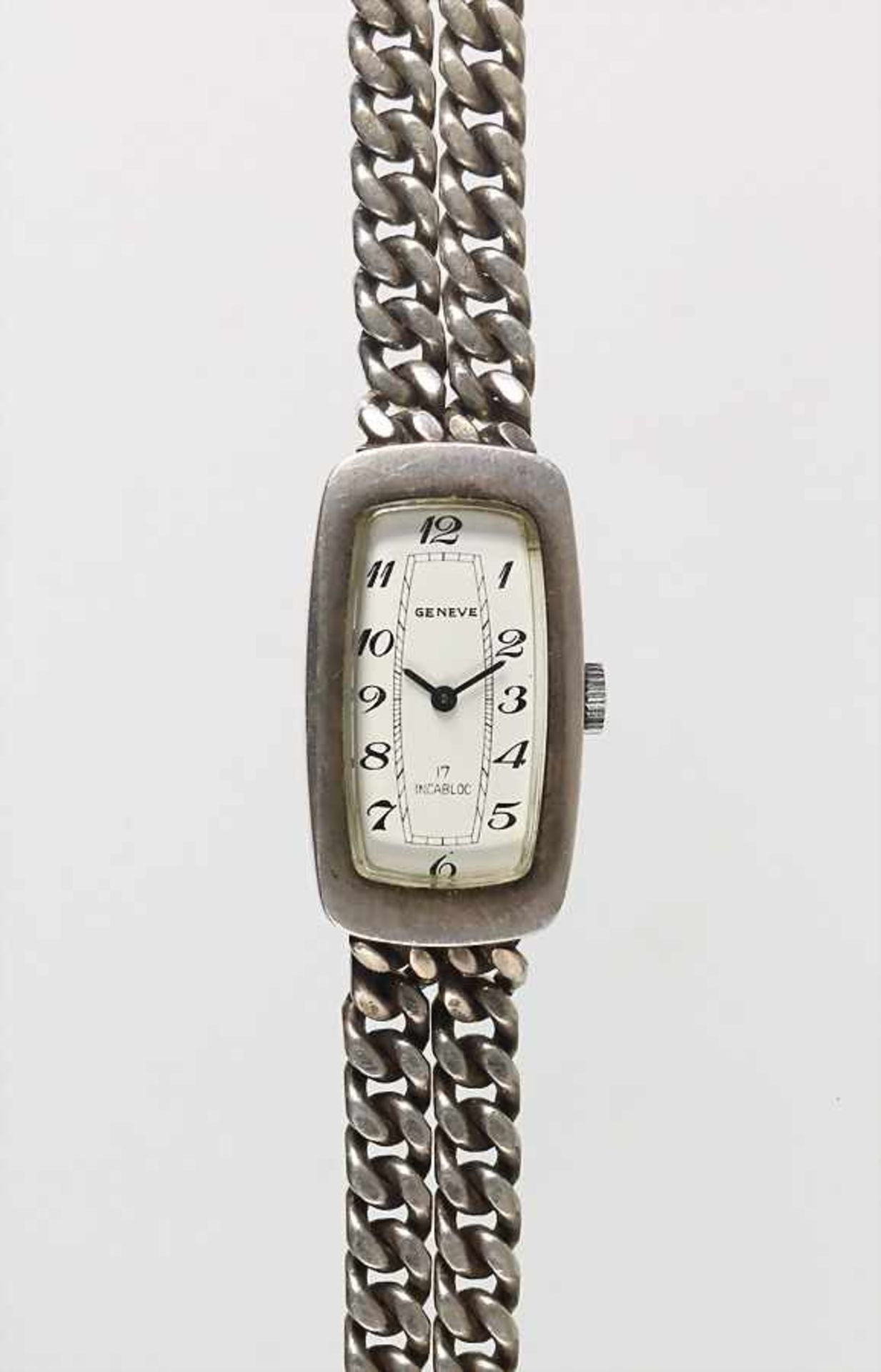 Damen-Armbanduhr, "VINTAGE" 1940/50er Jahre, Handaufzug, Silber 925/000, sig.: GENEVE, arab. Zahlen,