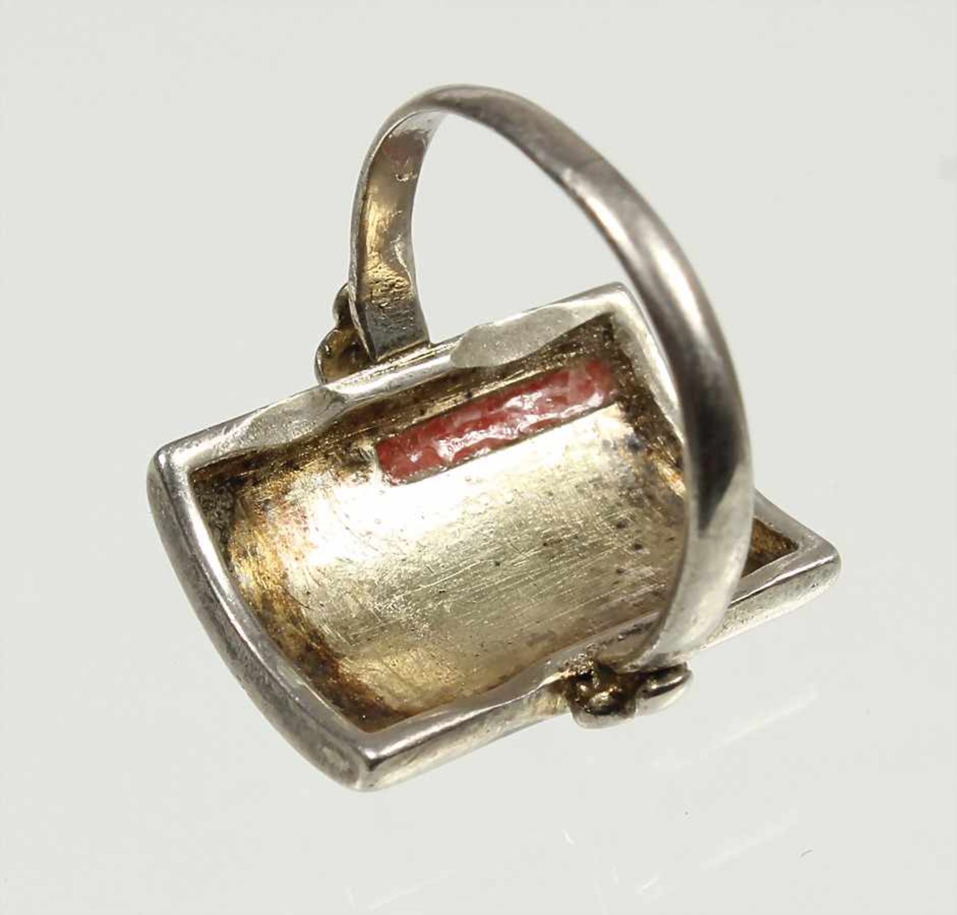 Ring, "THEODOR FAHRNER, ART-DECO um 1930, Silber 935/000, sig.: DEA 935, rotbraunes u. cremefarbenes - Bild 2 aus 2