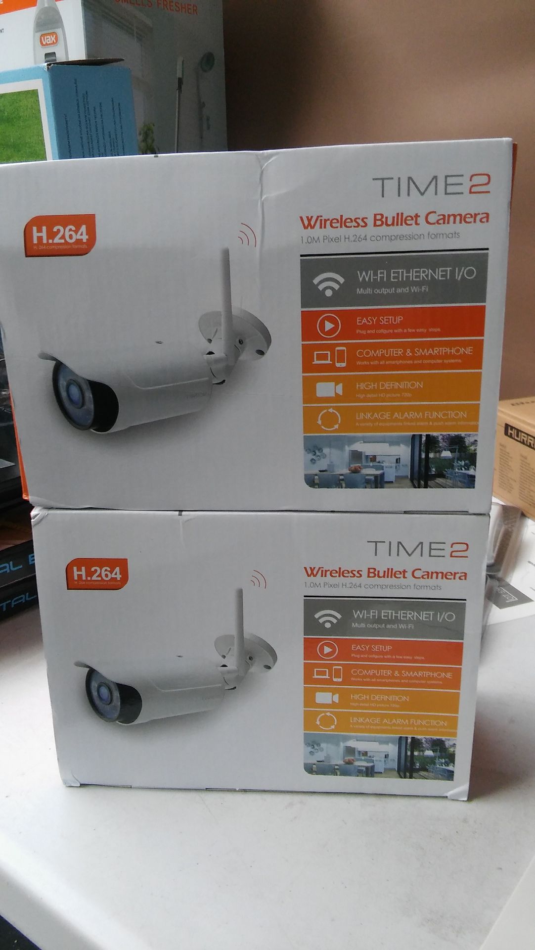 2 x " Time2 H.264 wireless bullet cameras.Untested customer returns.