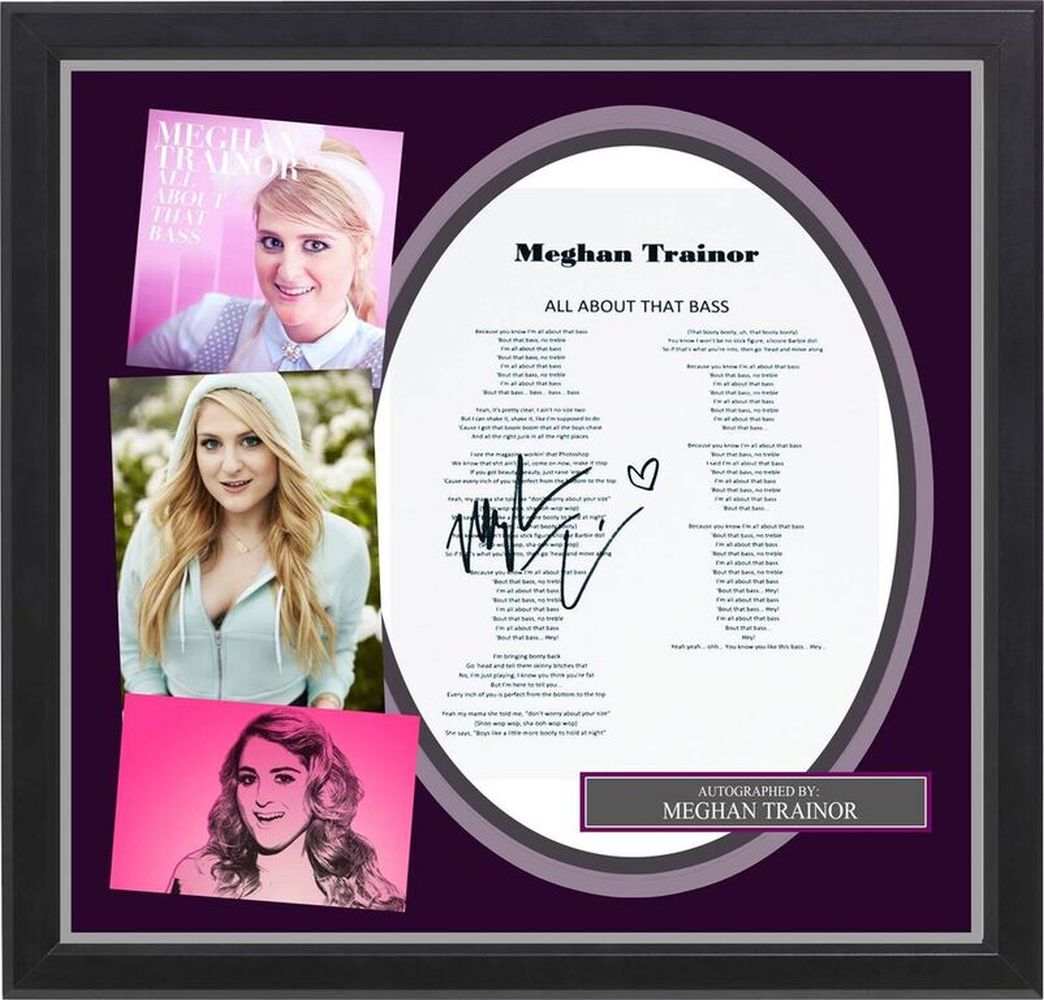 Meghan Trainor signed "All About That Bass" Lyric Collage