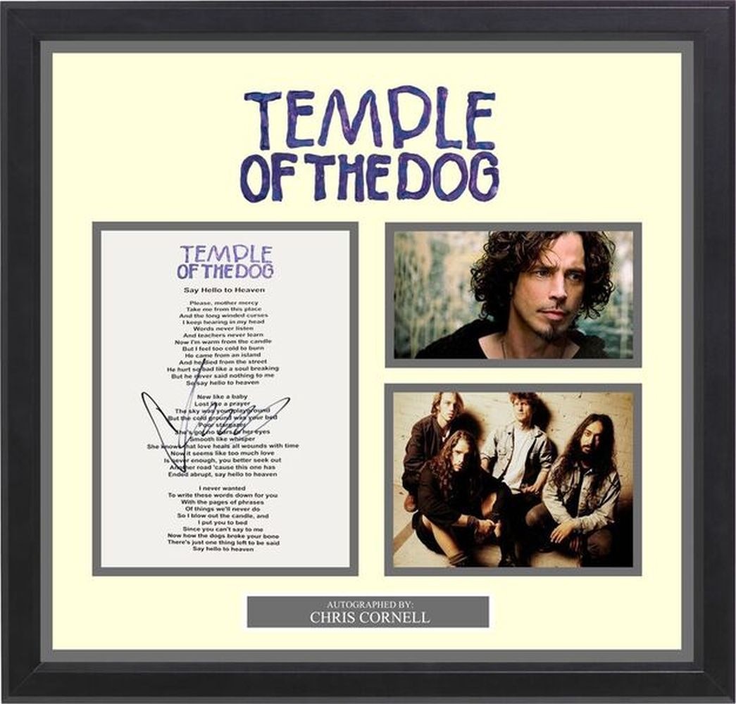 Temple Of The Dog signed "Say Hello To Heaven" Lyric Collage