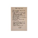 Eric Clapton Signed and Handwritten Back to Your Side Lyrics