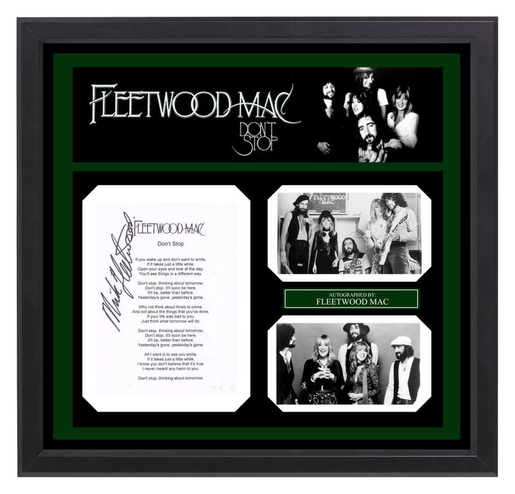 Fleetwood Mac signed "Donâ€™t Stop" Lyric Collage.