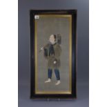 A FRAMED JAPANESE SILK PAINTING