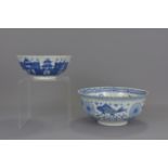 TWO CHINESE BLUE AND WHITE PORCELAIN BOWLS