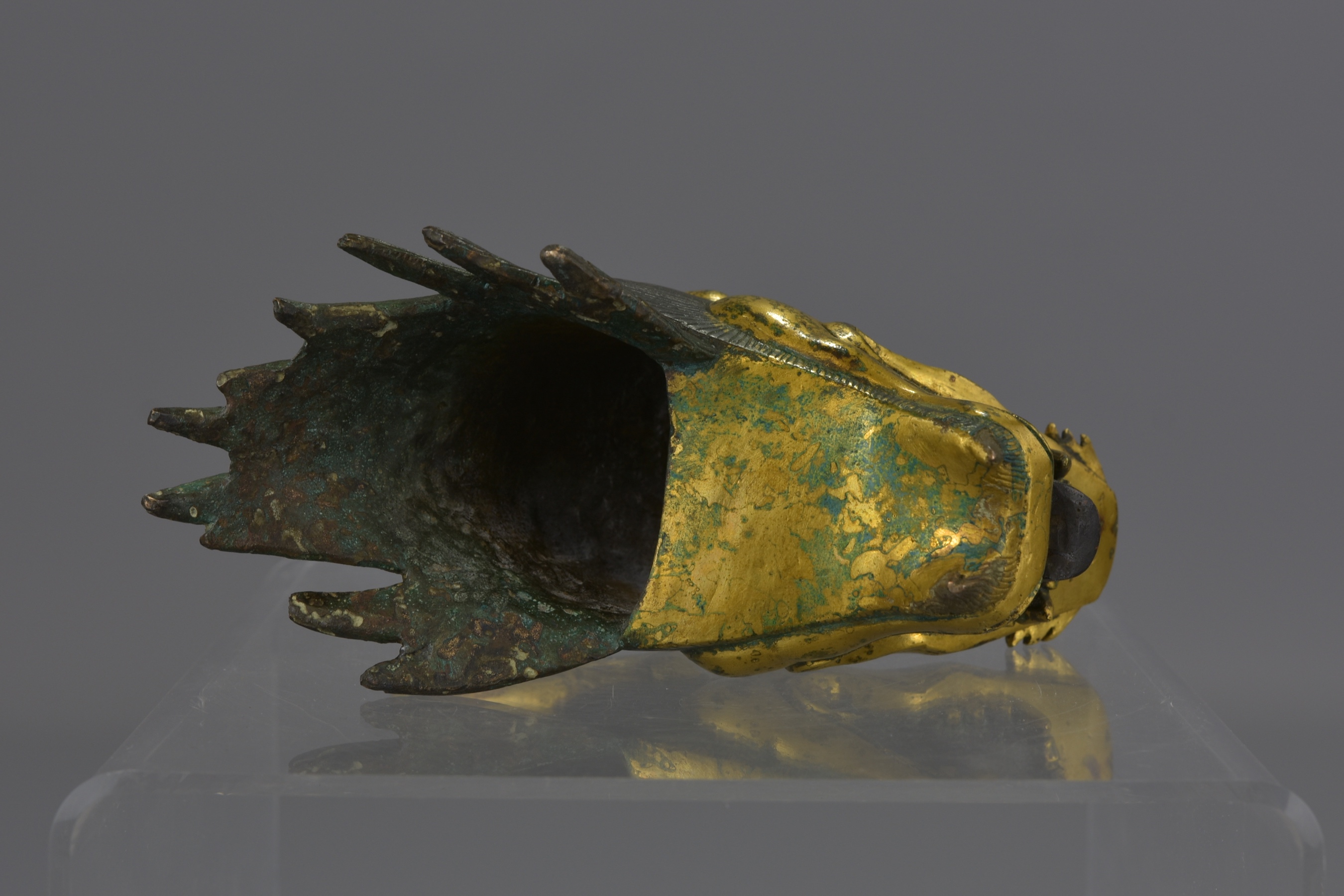 A CHINESE GILDED BRONZE DRAGON HEAD - Image 14 of 14