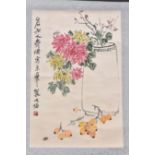 A CHINESE WATERCOLOUR PAINTING IN SCROLL