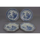 TWO PAIRS OF CHINESE BLUE AND WHITE PORCELAIN PLATES