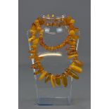 AN AMBER BEADED NECKLACE