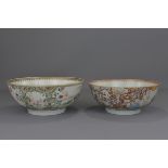 TWO CHINESE 18TH C. PORCELAIN PUNCH BOWLS