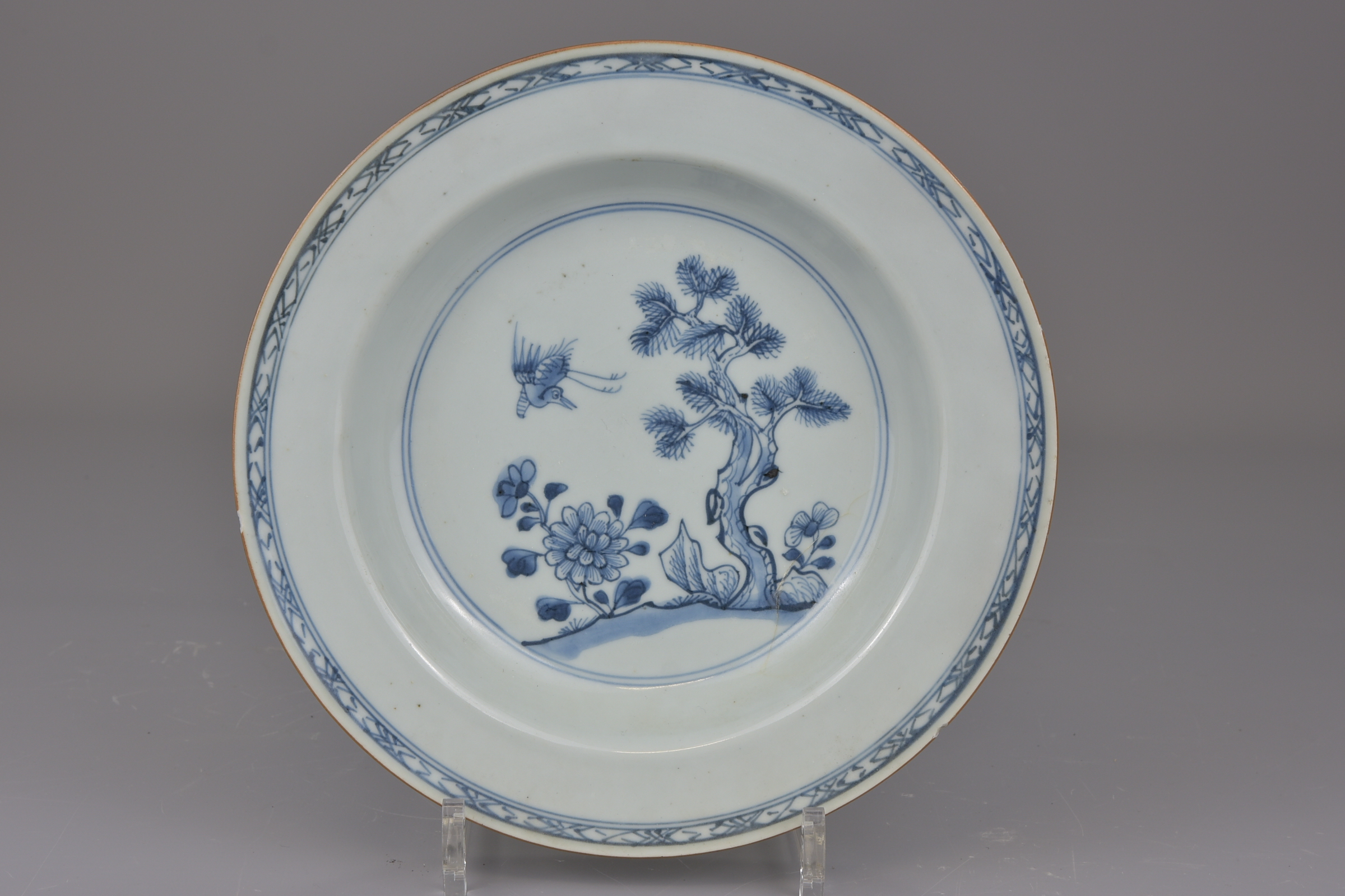 Two 18/19th century Chinese blue and white porcelain dishes together with a soapstone brush washer. - Image 4 of 7