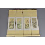 A set of four 20th century Chinese pictures of the four seasons. Paper in scroll. Drawing size 10cm