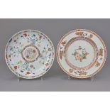 Two Chinese 18th century porcelain dishes Kangxi period. 22cm diameter (2)