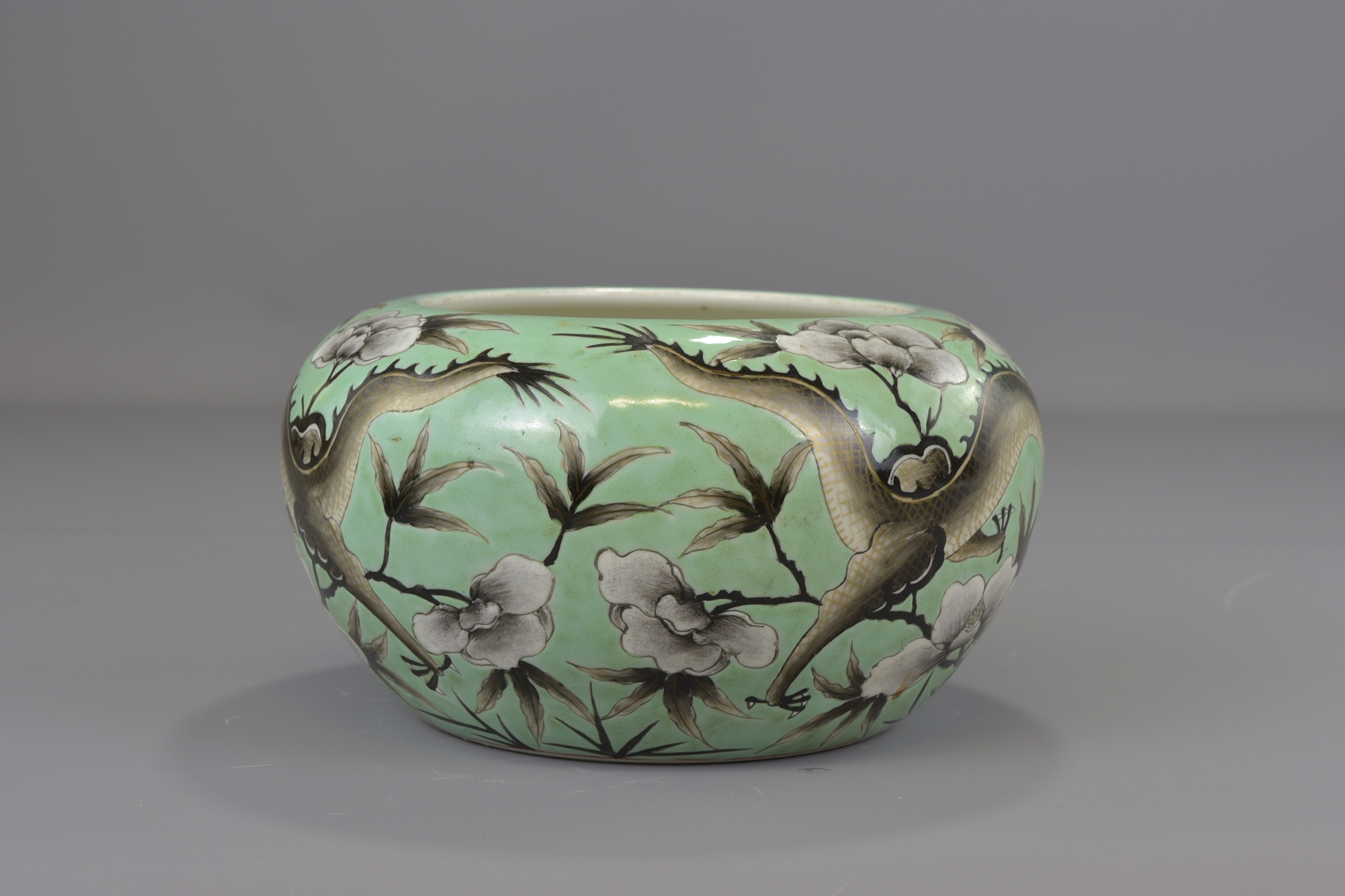 A Chinese 19th century turquoise green glazed porcelain brush washer with six character mark GuangXu - Image 6 of 10