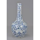 A Chinese 19th century blue and white porcelain bottle vase decorated with dragon with four characte