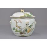 A Chinese Republican period famille rose porcelain pot and cover. 21cm x 22cm