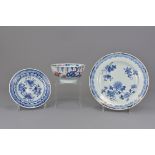 Two Chinese 18th century blue and white porcelain dishes together with an 18th century Imari bowl. D