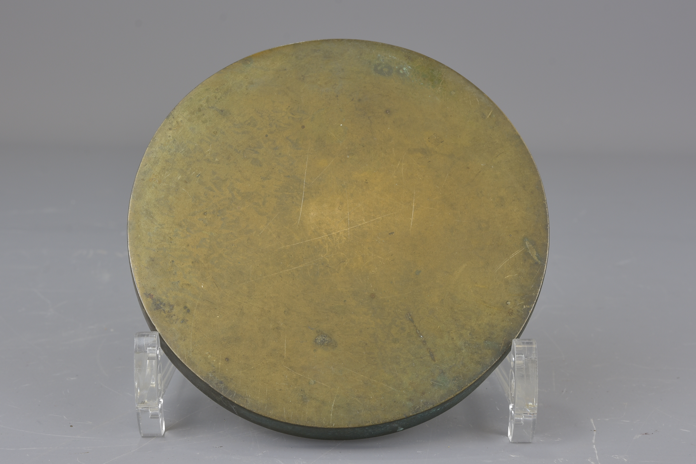 Three Japanese 18th century or earlier bronze mirrors. 10cm, 11cm and 12cm (3) Provenance: Held in p - Image 3 of 8