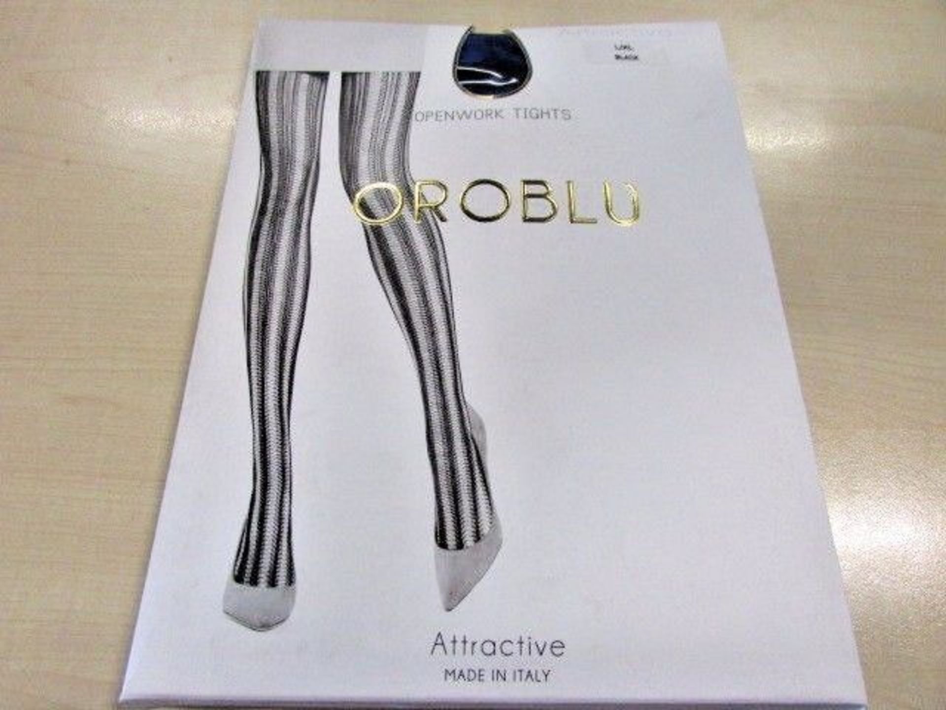 OROBLU 'Collant Attractive' Openwork Tights, Black (Size: Large/X-Large) (New with tags) [Ref: - Image 2 of 3