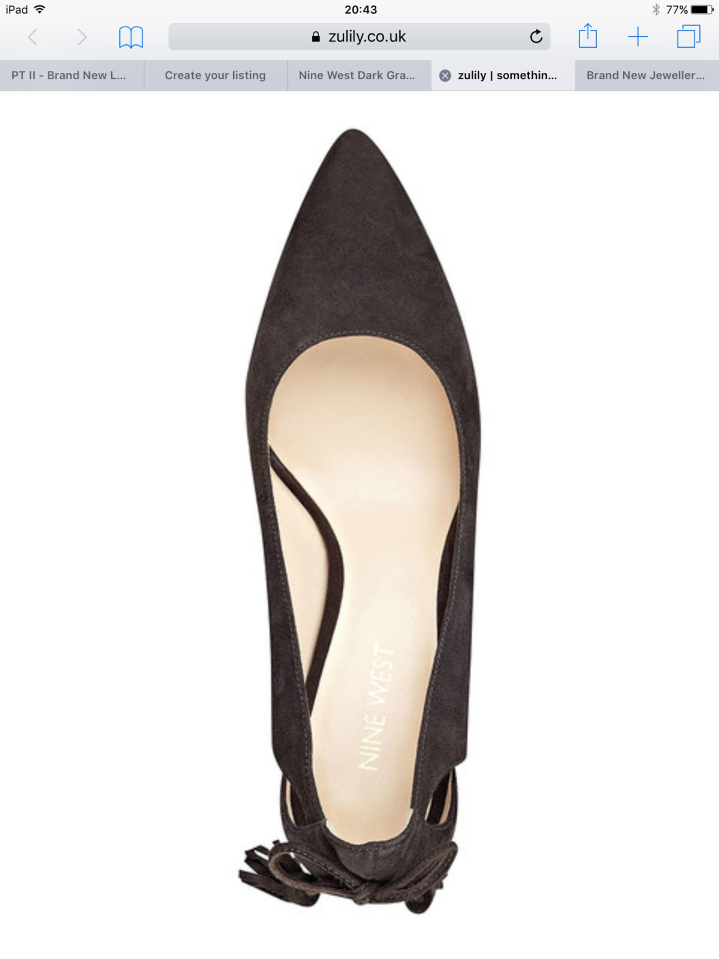 Nine West Dark Grey Modesty Suede Shoe, Size Eur 38 (New with box) [Ref: D-003] - Image 3 of 6