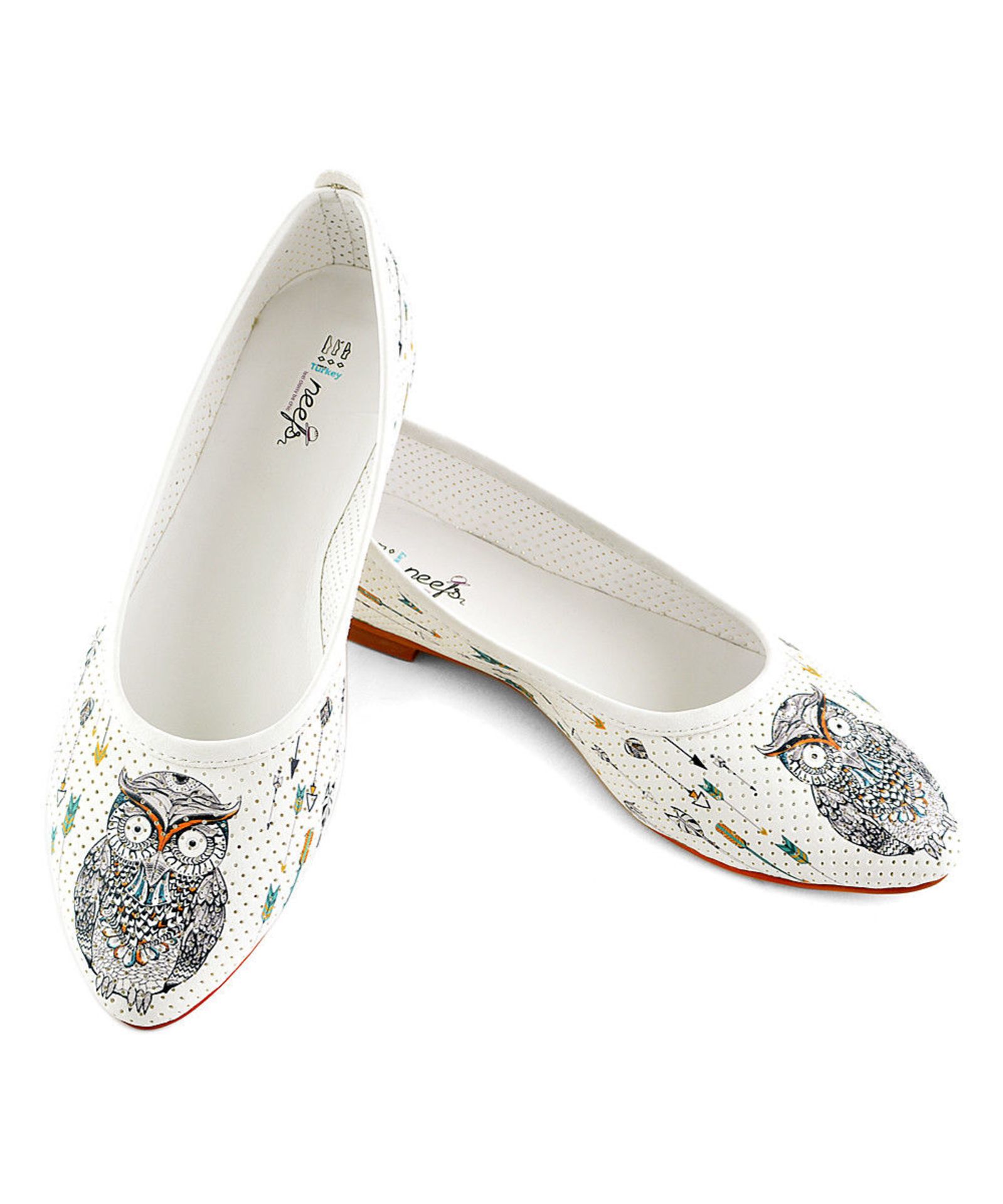 Neefs White & Black Owl Ballet Flat (Uk Size 7:Us Size 9) (New with box) [Ref: 48186820-H-001]