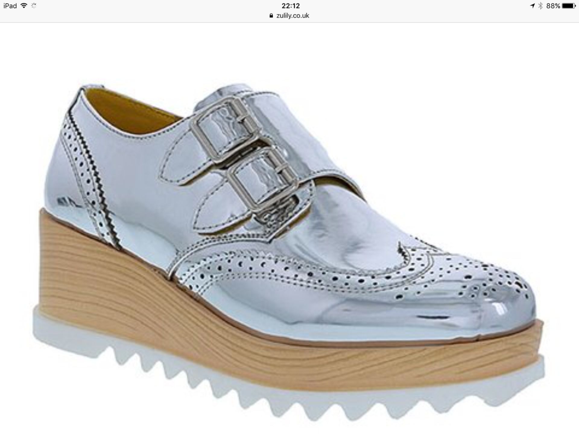 PINKY FOOTWEAR Silver Frida Platform Oxford, Size US 10/Eur 40/UK 7, RRP £57.99 (New with box) [Ref: - Image 2 of 4