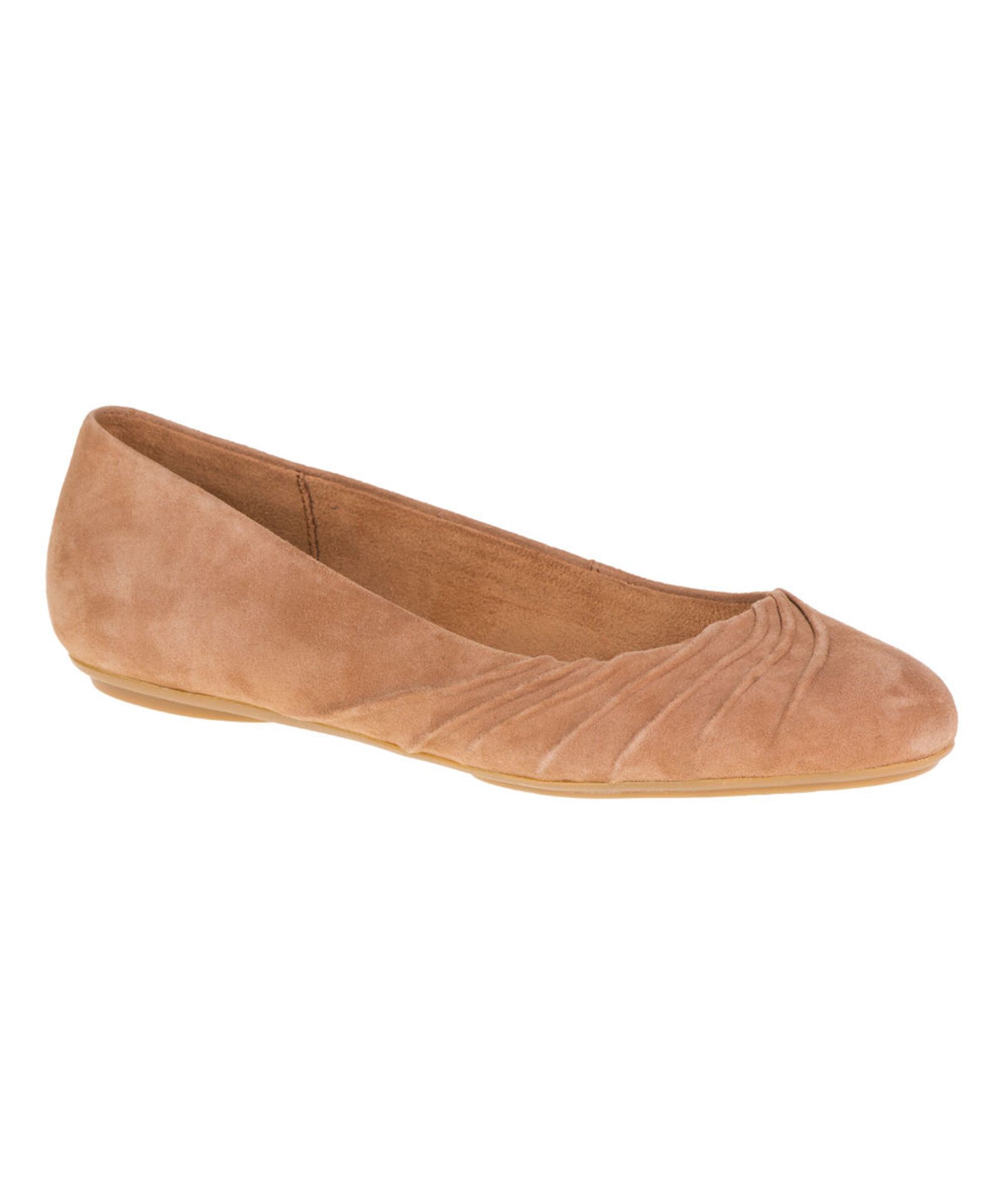 Hush Puppies, Tan Zella Chaste Suede Flat - Women US Size 6/UK Size 4 (New with box) [Ref: 43312115-