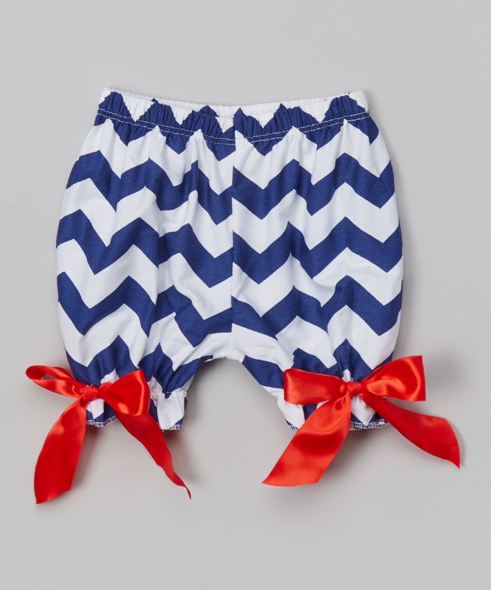 Navy & Red Zigzag Bow Bloomers - Infant & Toddler