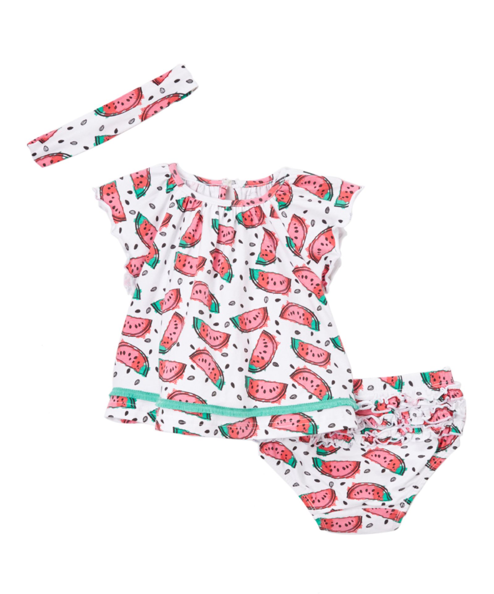 Pink Watermelon Angel-Sleeve Top Set - Infant