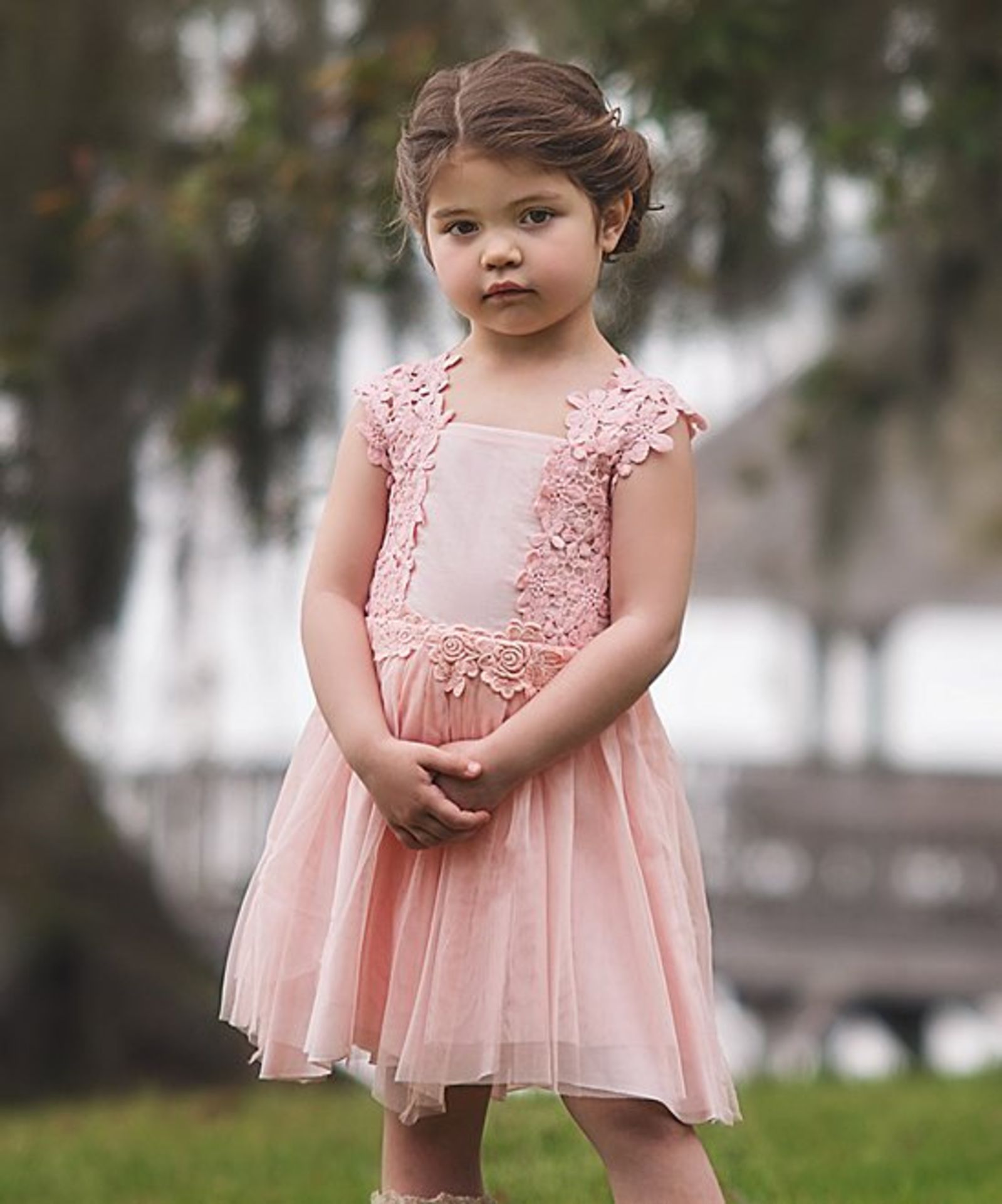 Blush Lace Accent A-Line Dress - Infant, Toddler & Girls