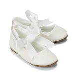 Kid's Dream Ivory Bow Leather Ballet Flats (UK Size Toddler: 7/US Size: 8)