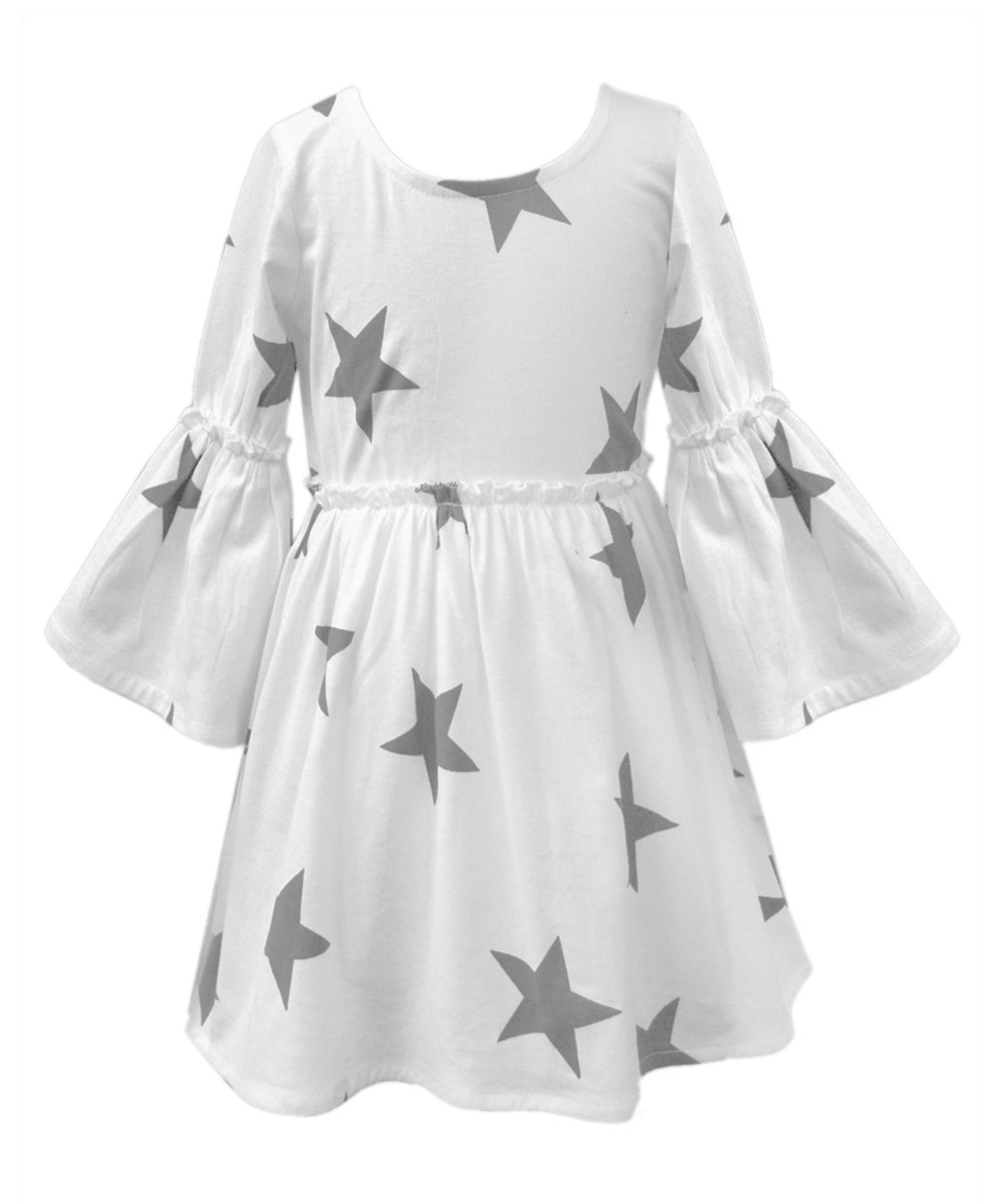 White & Gray Star A-Line Dress - Infant, Toddler & Girls