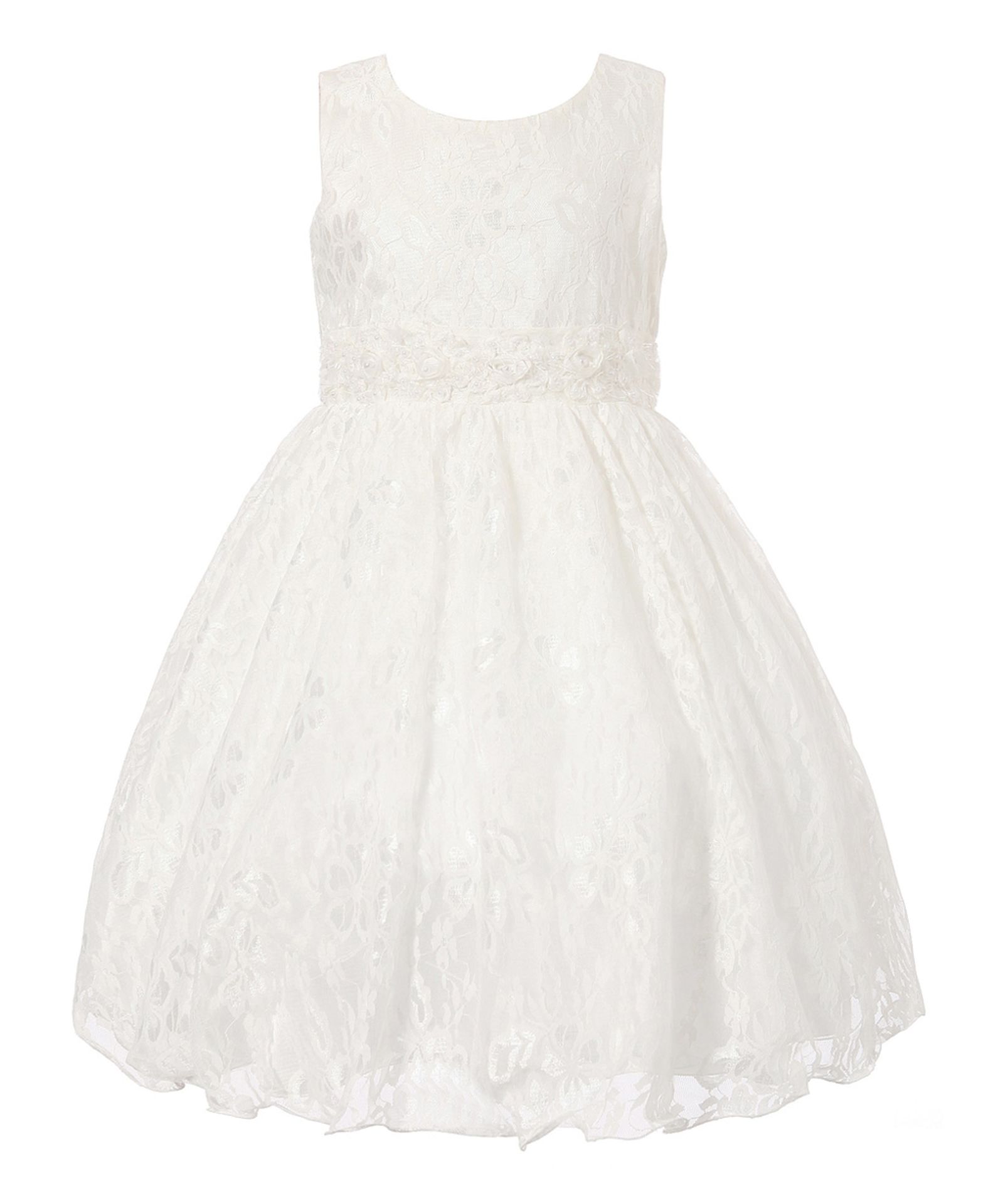 White Floral Lace Layered A-Line Dress - Toddler & Girls