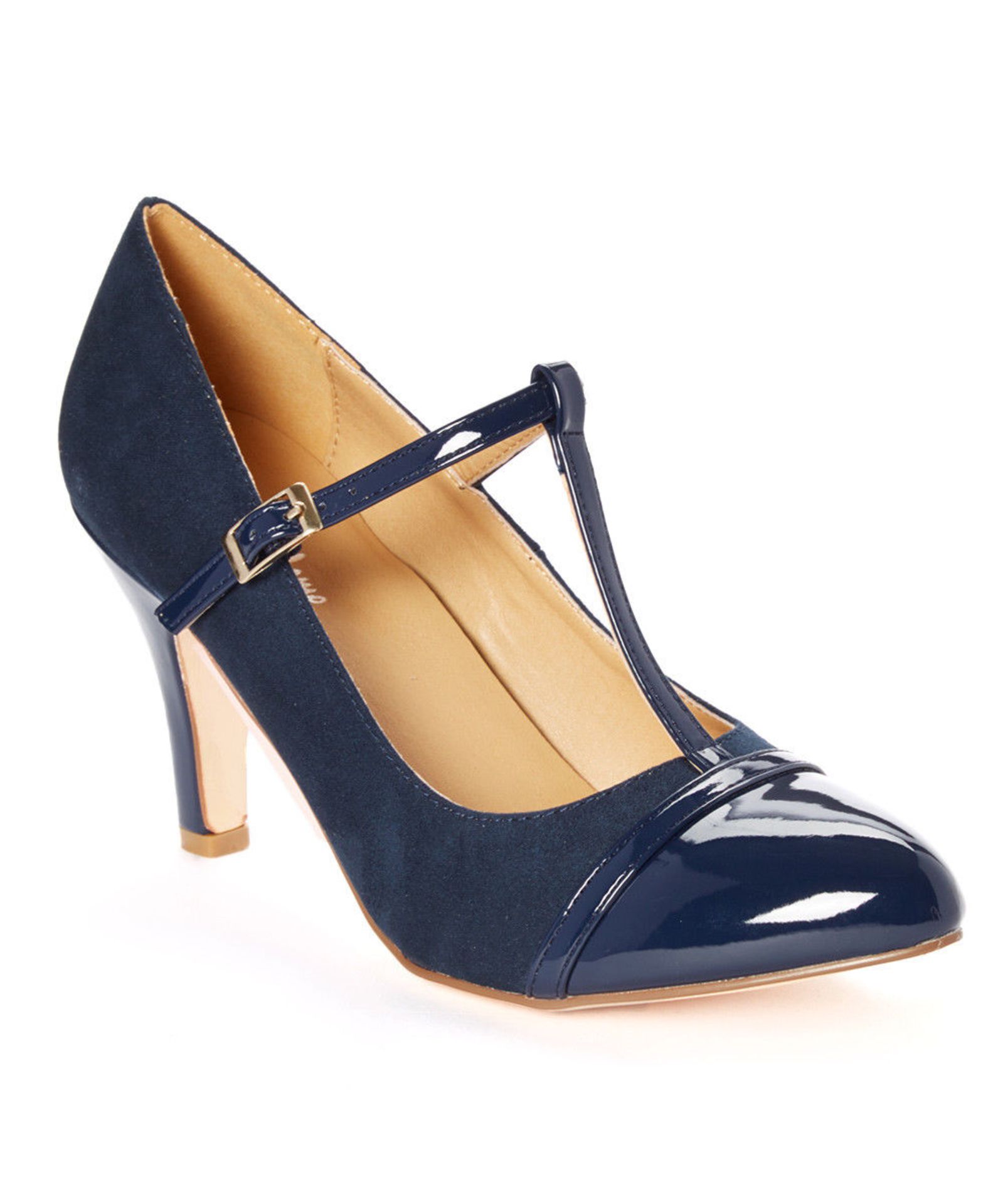 Dolce Nome, Navy Desire T-Strap Pump, Size Eur 38 Uk 5 (New With Box) [Ref: 44235927 G]