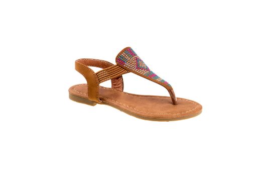 Kensie Girl Brown & Fuchsia Geometric Rhinestone Sandal (UK SIZE:2/US SIZE:3)