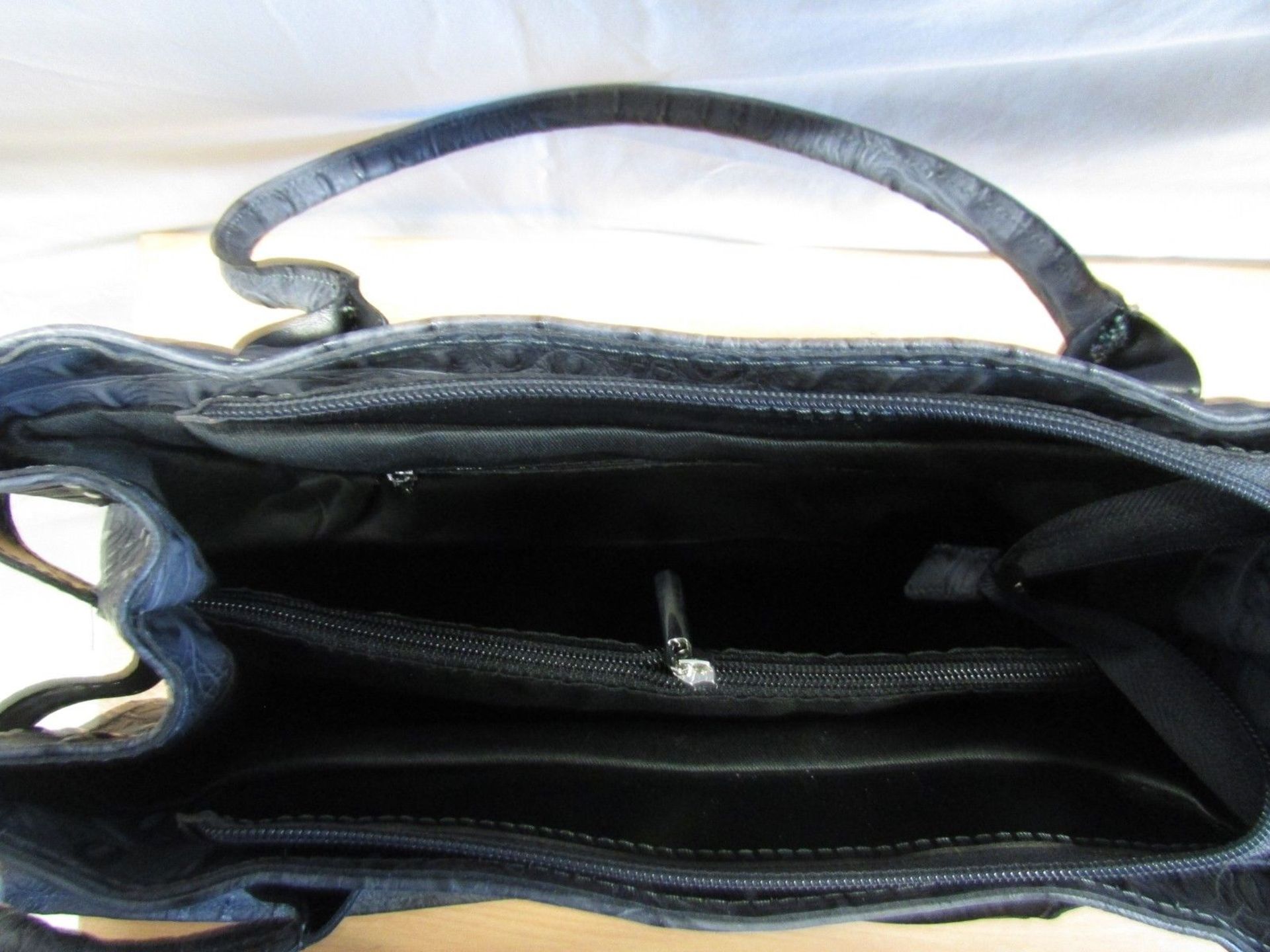 Lucy Bags Blue Crocodile Embossed Leather Bag (New With Tags) [Ref: Lucy-Mi-Tub 4-Mi] - Image 5 of 5