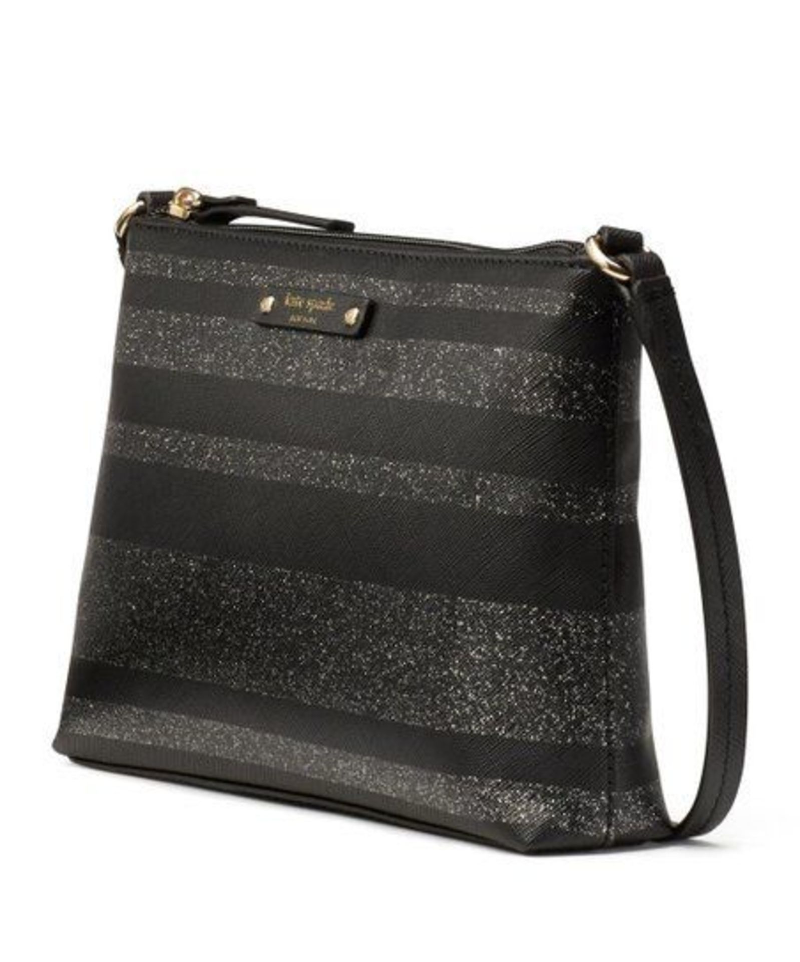 Kate Spade, Black & Glitter Stripe Haven Lane Ramey Crossbody Bag (New With Tags) [Ref: 53454001A/ - Image 2 of 3