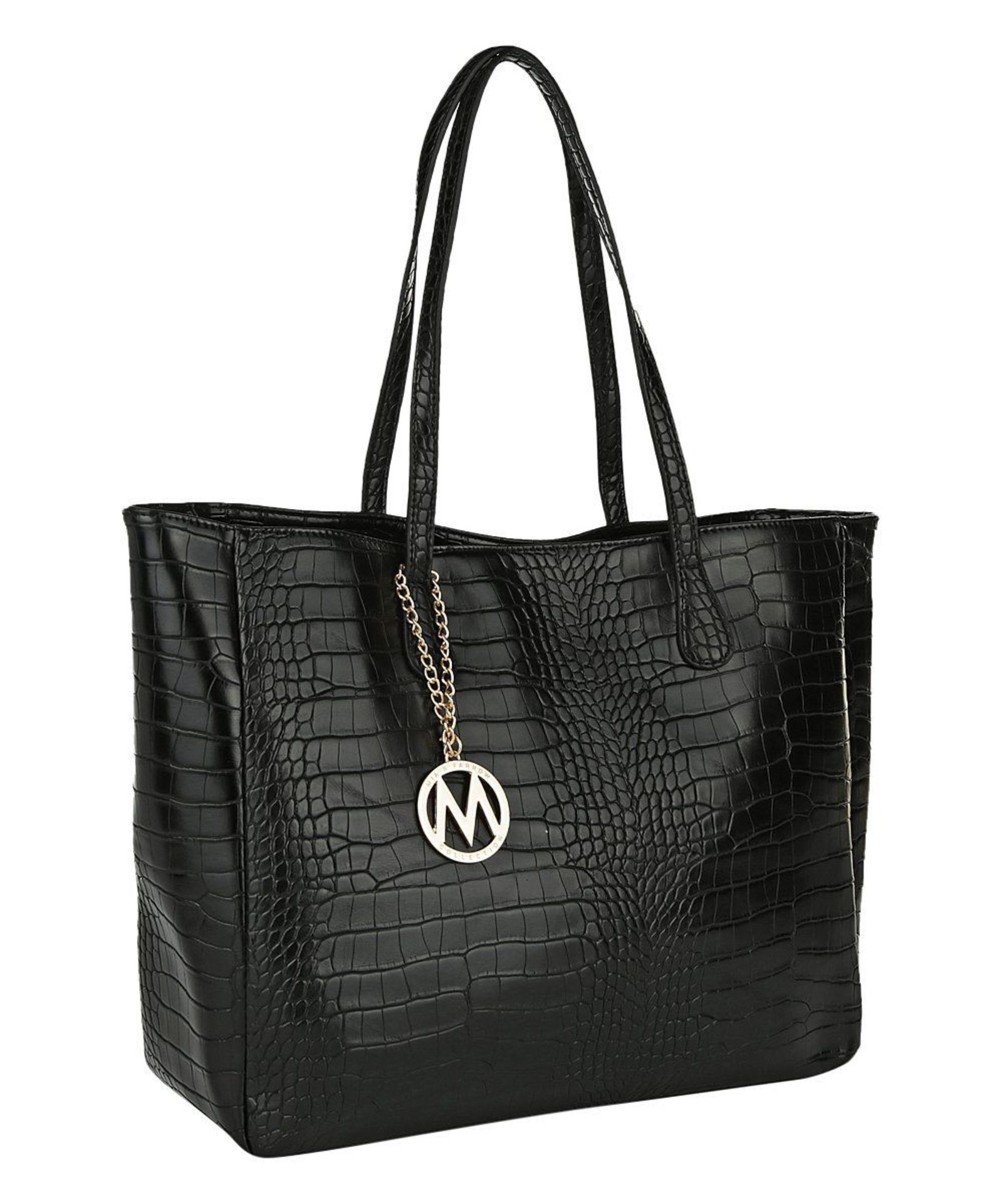 Mkf Collection By Mia K. Farrow Black Croc-Embossed Tote (New With Tags) [Ref: 51353346-Mi-Tub 1-