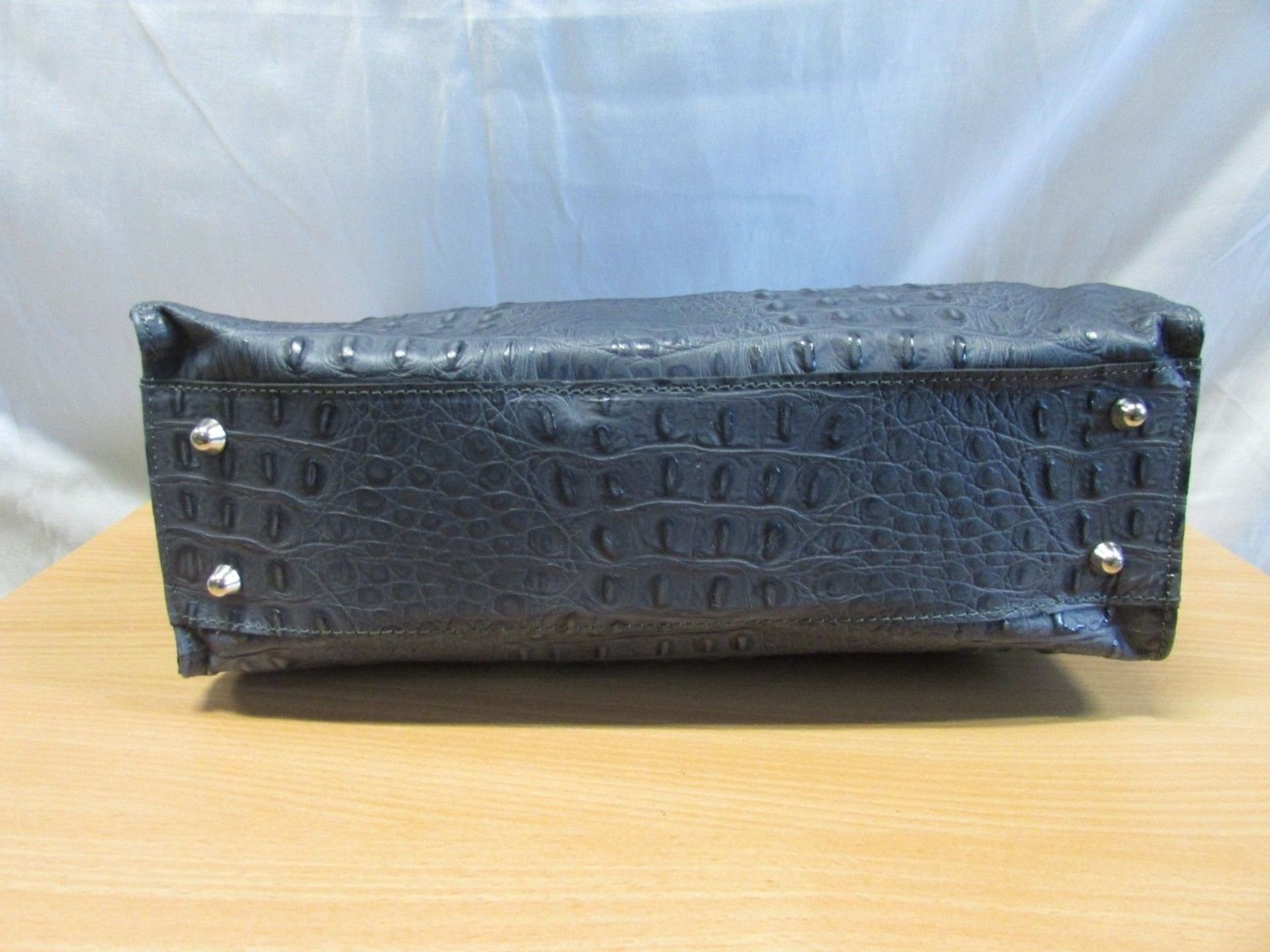 Lucy Bags Blue Crocodile Embossed Leather Bag (New With Tags) [Ref: Lucy-Mi-Tub 4-Mi] - Image 4 of 5