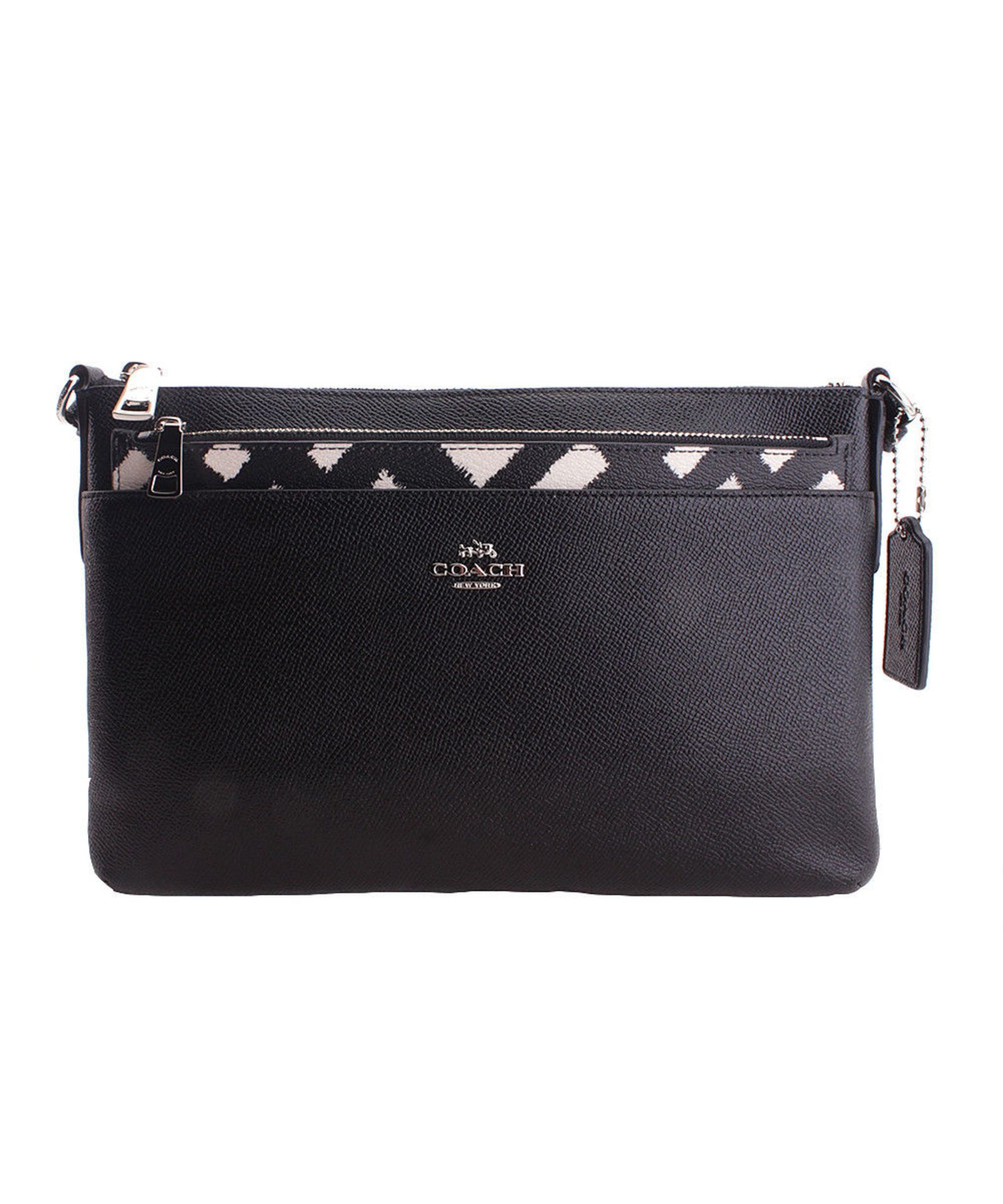 Coach, Black & White Geometric-Accent Crossbody Bag (New With Tags) [Ref: 54217581 Tf Tub 1-Tf]