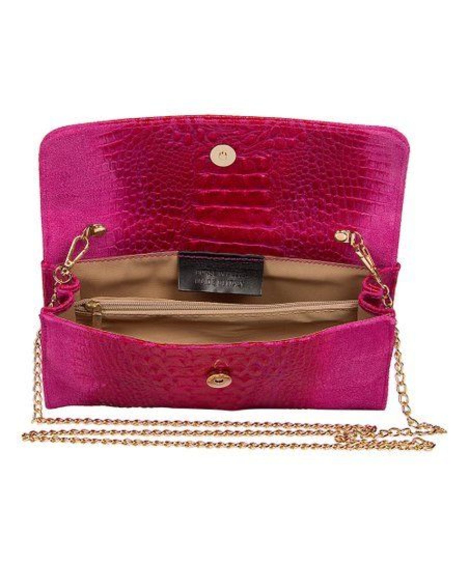 Mila Blu Fuchsia Croc-Embossed Leather Shoulder Bag (New With Tags) [Ref: 39878431-Mi-Tub 7-Mi] - Image 2 of 2