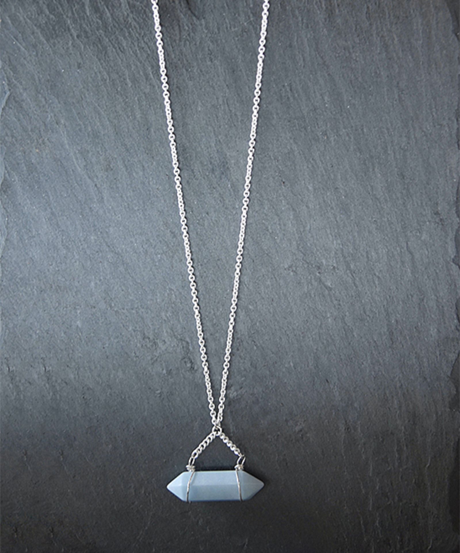 Downtown East Gray Lace Agate Pendant Necklace (Size: One Size) [Ref: 50038557-Box 3]