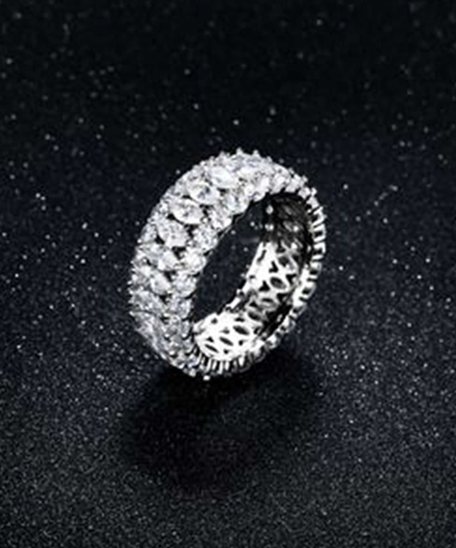 Cubic Zirconia & Sterling Silver Pave Ring (Size: Size 7) [Ref: 53134428-Box 4] - Image 2 of 2